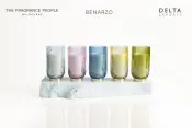 Scented Ribbed Glass Candles with Metal Base