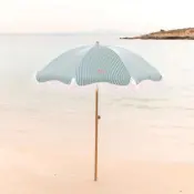 Green Umbrella with White Stripes