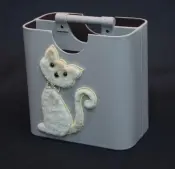 Cat Applique Magazine Basket