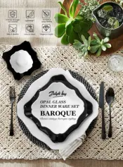 Baroque Style Opal Glass Dinnerware Set