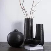 Rustic Metal Vases and Bowl