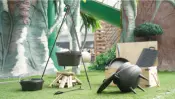 Set Peralatan Memasak Camping Besi Cor yang Sudah Diberi Bumbu 7 Pcs