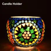 Multi-Color Mosaic Votive Candle Holder