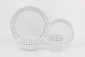 White Porcelain Decal Dinner Set