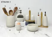 98 Percent ceramic and 2 Percent abs PUMP OF Bathroom Accessories and and 90 Percent ceramic and 10 Percent Wood of Kitchen Accessories