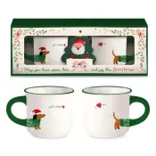 Christmas Dachshund Ceramic Mug Pair