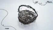 BT3295 Round Black Twig Basket with Handle