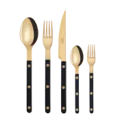 Bistrot Gold Solid Black Cutlery Set