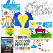 69-Piece Kids Watercolor Canvas Painting Set