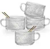 Vintage Glass Coffee Tea Cup with Lid and Spoon