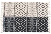Black White Block Printed Rug