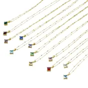 Colorful Square Diamond Dainty Necklace