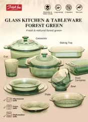 Forest Green Borosilicate Glass Kitchen Tableware