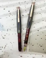 Wood Acrylic Barrel Fountain Pen with Jewel Crown