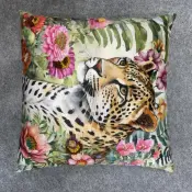 Cockatoo Print Velvet Cushion Cover