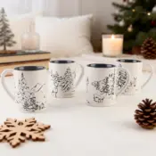Matte Black Rim Mug Set
