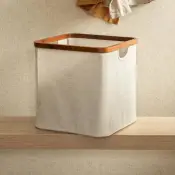 リネン生地のバンブーストレージバスケット