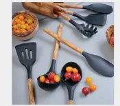 Olive Wood and Silicone Kitchen Utensils