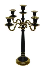 Gold and Black 5 Light Candelabra