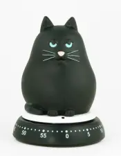 黒猫の機械式キッチンタイマー