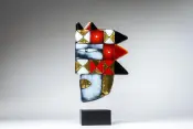 GOLDEN HEAD KNIGHT Art Glass Sculpture