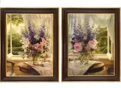 Igor Levashov Flowers Painting Walnut Frame