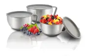 STAINLESS STEEL MIXING BOWL WITH Spoutandhandleandlid