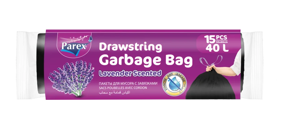 Parex Lavender Drawstring Garbage Bag 40L