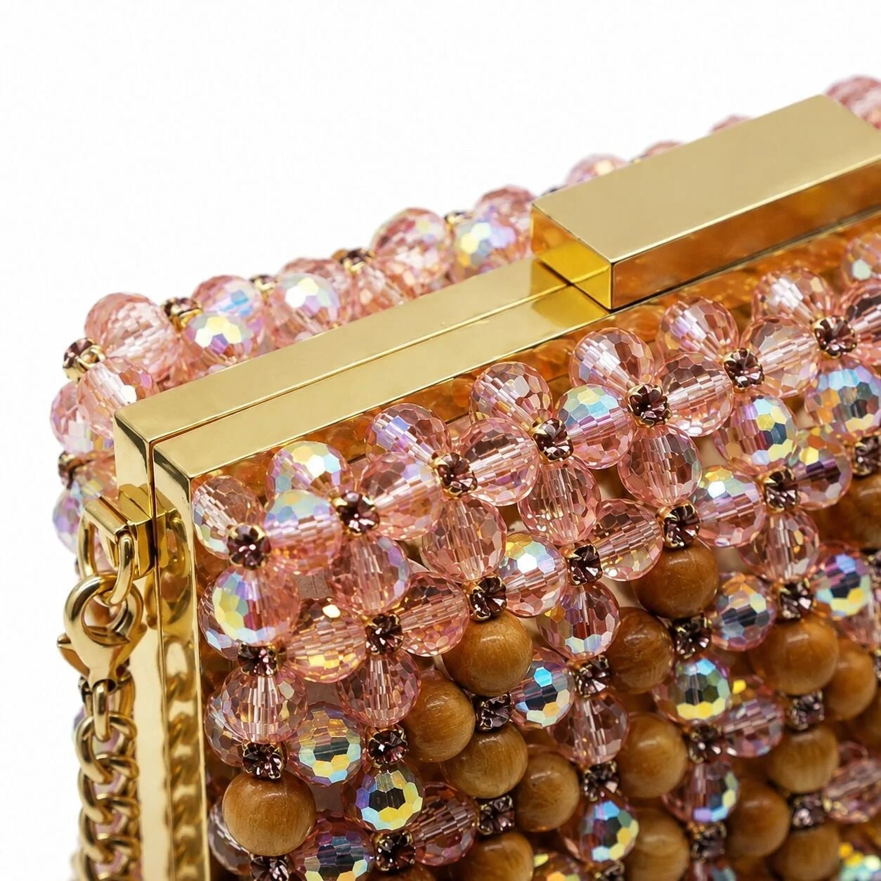 Aurelia Roseligne Borsa a mano in legno e cristallo fatta a mano