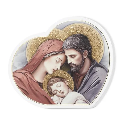 Holy Family Wood and Silver Icon
