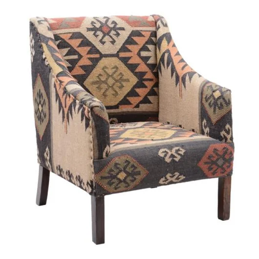 Kilim Fabric Upholstered Chair