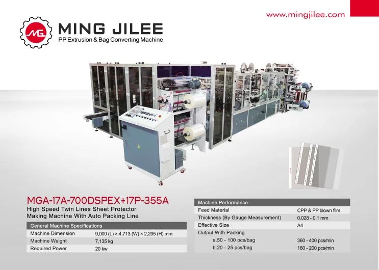 High Speed Sheet Protector Making Machine