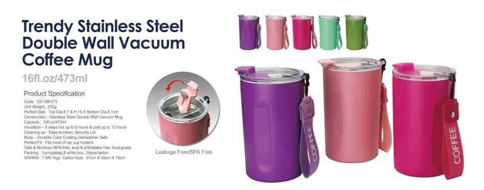 Tazza da caffè sottovuoto in acciaio inox da 16 oz