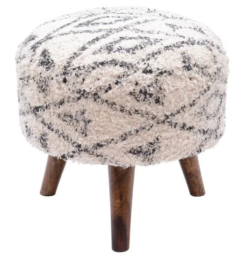 Cotton Shag Upholstered Stool