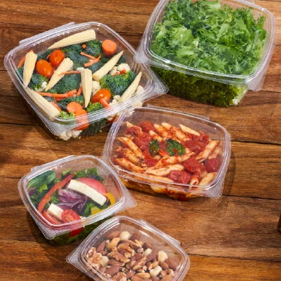 PET 铰链式熟食食品容器