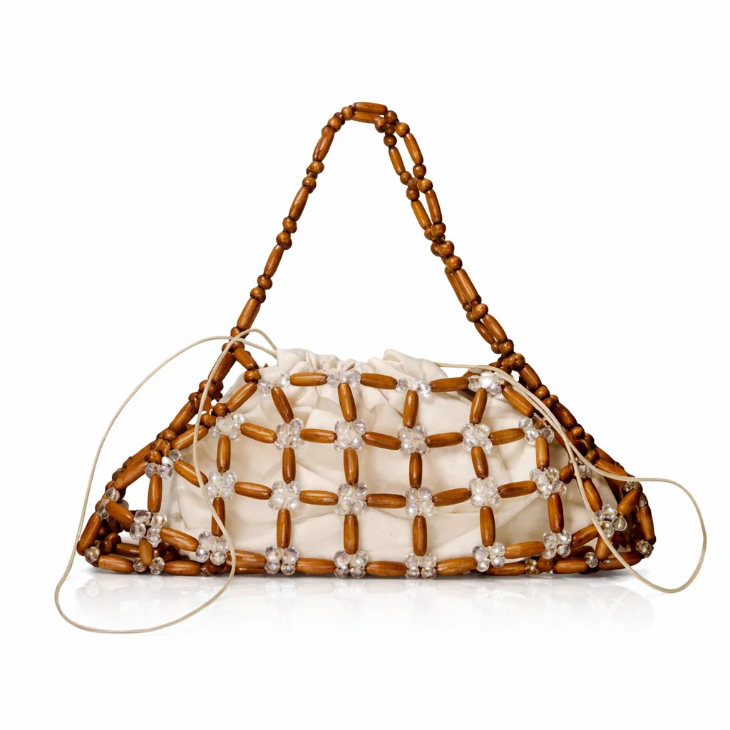 Sylva Nacre Handmade Wood Crystal Shoulder Bag