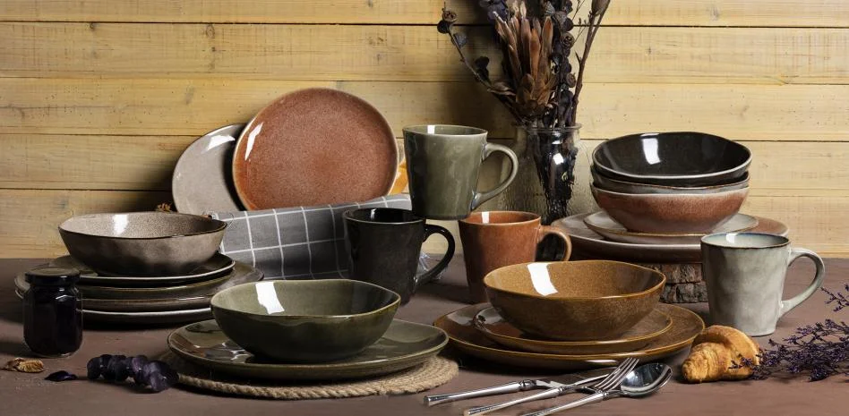 Organic Reactive Glaze Rustic Ceramic Dinner Set