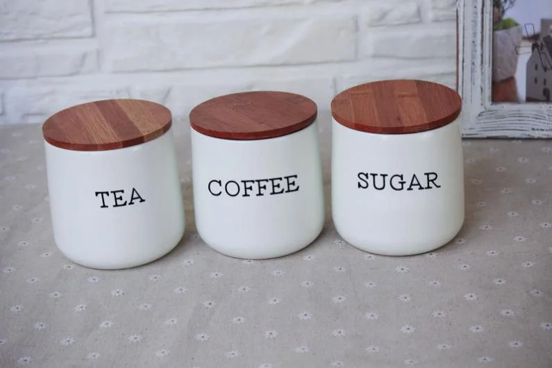 Metal Canisters Bamboo Decorative