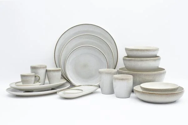 Beige Iridescent Glaze Tableware Set