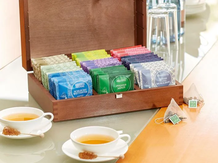 Einzeln verpackte Pyramidenteebeutel