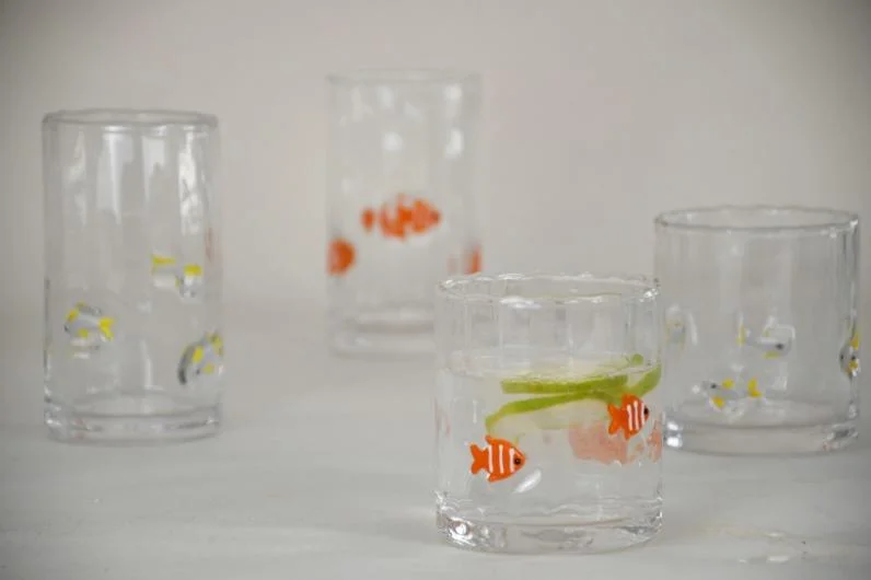 Drinking Glass and Tumbler with Icon Decoration