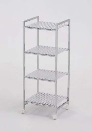 4-Tier Storage Trolley with Wooden Trays
