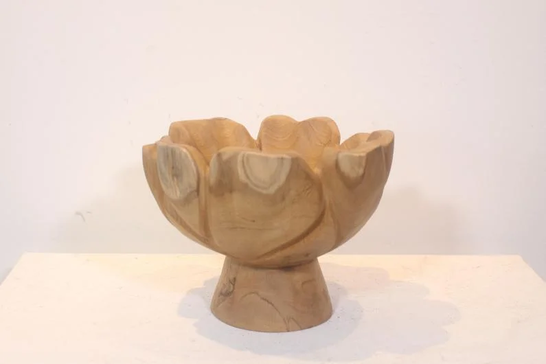 Footed Teak Wood Bowl