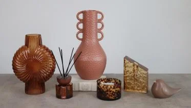 Edeng Glass Candle Ceramic Vase and Glass Arts