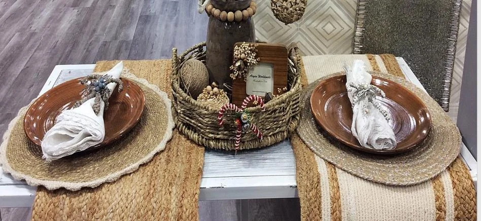 Sustainable Jute and Seagrass Placemats and Napkin Rings