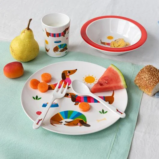Sunny Sausage Dog Melamine Dinner Set