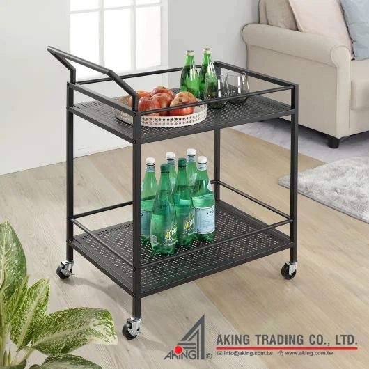 Aking ROTTING metall rattan servis aravachasi
