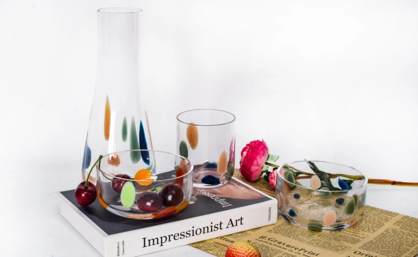 Colour-Dot Jug Tumbler and Serving Bowl