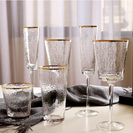 Customized Gold Rim Wedding Wine Glass