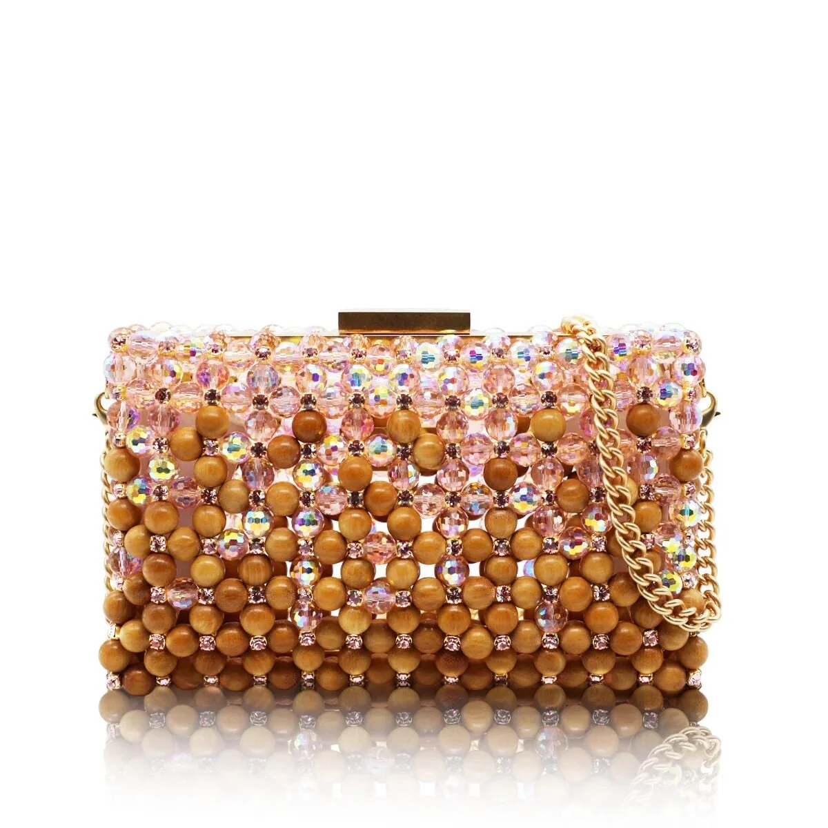 Aurelia Roseligne Borsa a mano in legno e cristallo fatta a mano